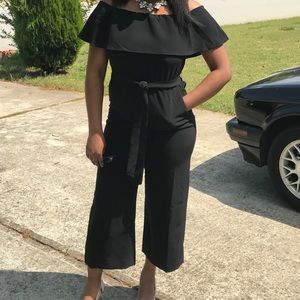 Black off shoulder jumpsuit